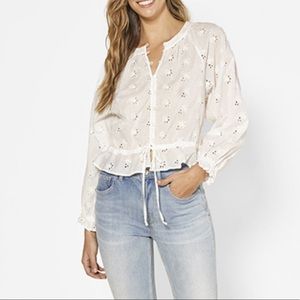 Outerknown Eyelet Poet Blouse Salt NWT